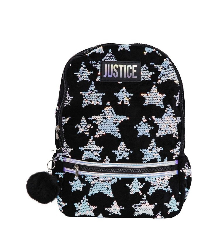 BOLSO NEGRO CON ESTRELLAS DE LENTEJUELAS / JUSTICE