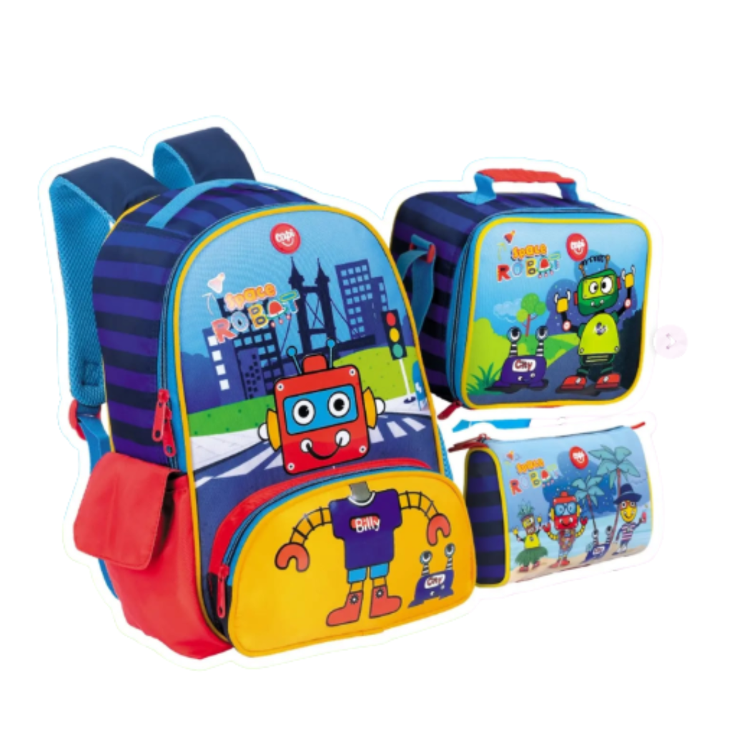 BOLSO CAPI SPACE ROBOTS LONCHERA Y CARTUCHERA 