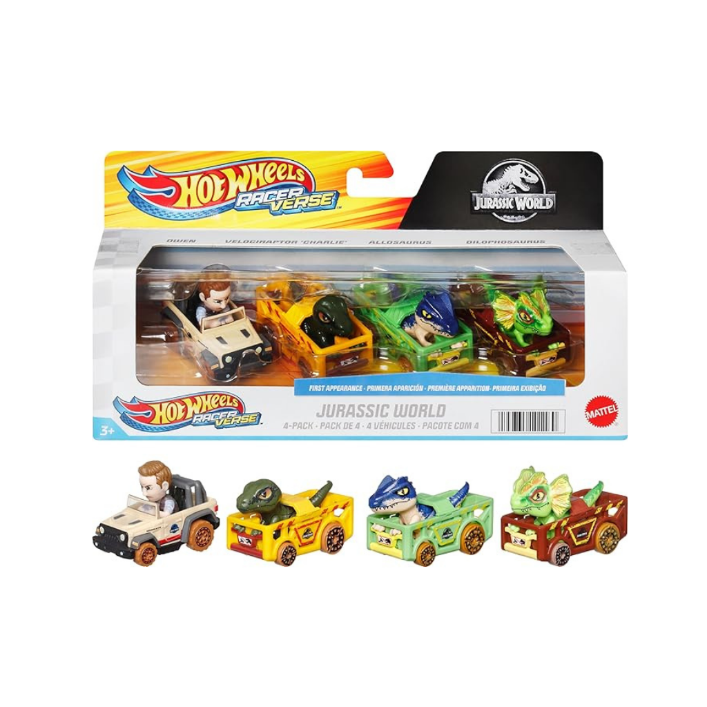 MATTEL HOT WHEELS 4 VEHICULOS JURASSIC WORLD