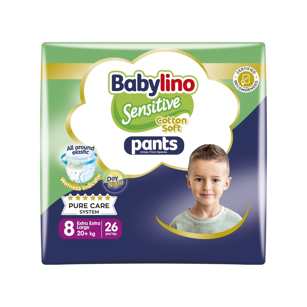 BABYLINO SENSITIVE PANTS XXL TALLA 8, + 20 KG