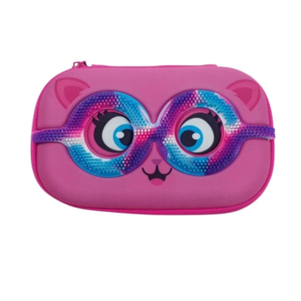 CARTUCHERA CON OJOS ROSADA