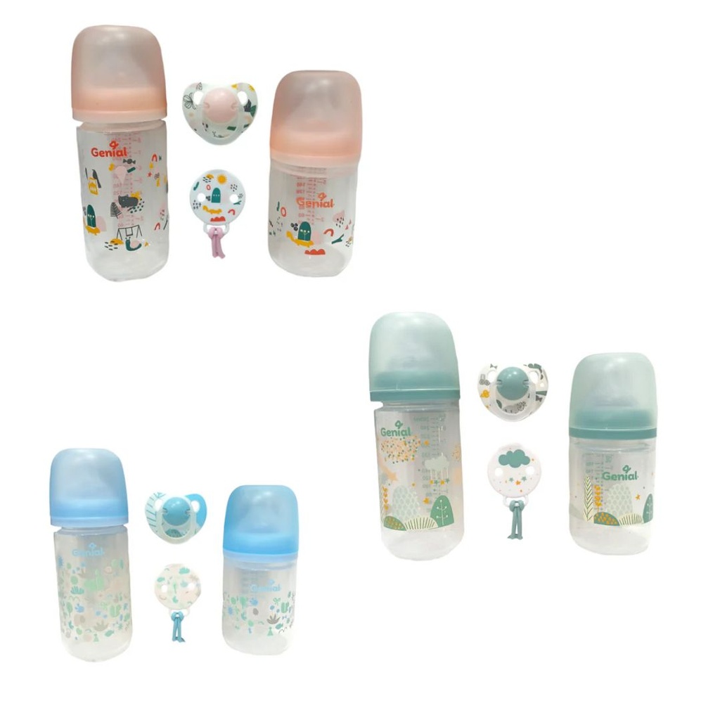 SET DE 2 TETEROS Y CHUPON GENIAL