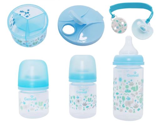 SET DE 3 TETEROS GENIAL CON CHUPON Y DISPENSADOR