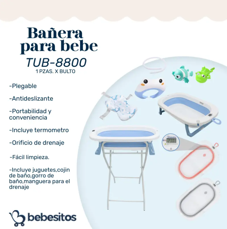 BAÑERA PLAGABLE CON PEDESTAL AZUL TUB-8800