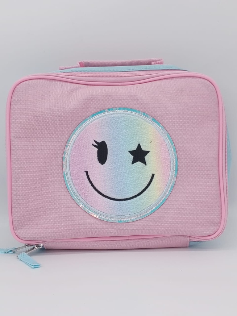 LONCHERA ROSADA CON CARA FELIZ