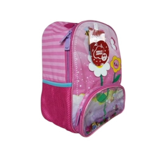 [7591525171151] BOLSO CAPI ROSADO CON MARGARITAS LONCHERA Y CARTUCHERA