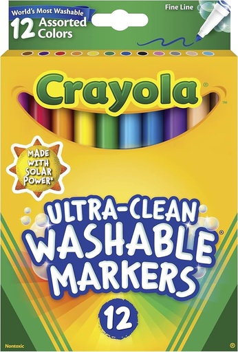 [071662078133] 12 MARCADORES LAVABLES PUNTA FINA CRAYOLA