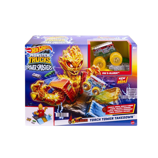 [194735195756] MATTEL HOT WHEELS LANZA, GOLPEA Y DERRIBA MONSTER TRUCKS  