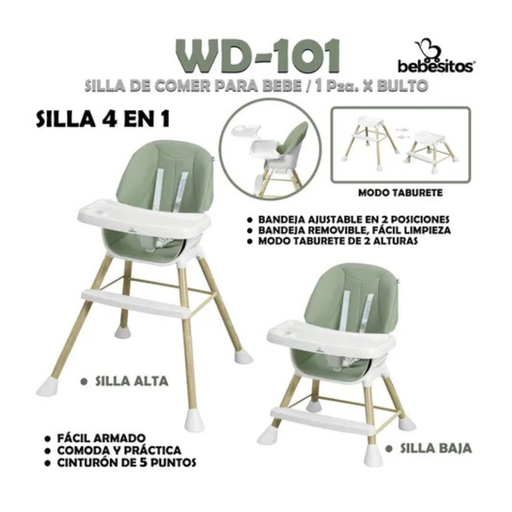 [WD-101] SILLA DE COMER PARA BEBE 4 EN 1 BEBESITOS MODELO WD-101 VERDE