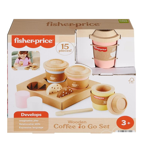[194735238255] FISHER PRICE JUEGO DE CAFE DE MADERA 