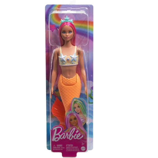 [194735183661] Barbie Muñeca de sirena con accesorio de pelo de fantasía rosa y diadema