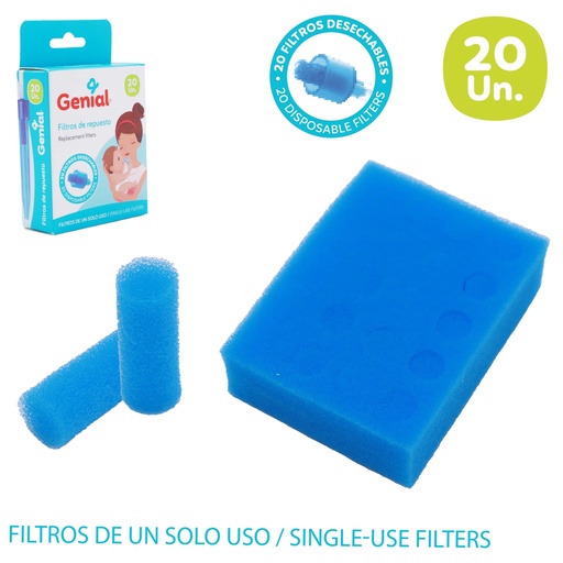 [7450210017597] GENIAL FILTRO DE REPUESTO DE ASPIRADOR NASAL 20UNIDADES