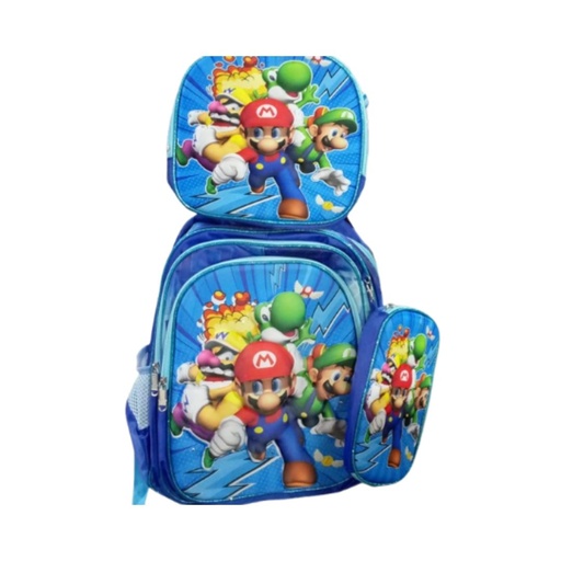 [B1945] MALETA AZUL DE MARIO BROS CON SUS AMIGOS