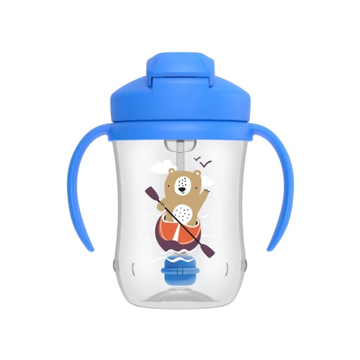 [072239311400] PRIMER VASO CON PITILLO Y ASAS DEL BEBÉ AZUL 270ML