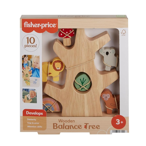 [194735238224] FISHER PRICE ARBOL DE EQUILIBRIO  MADERA 10 PCS JUGUETE DE PREESCOLAR 
